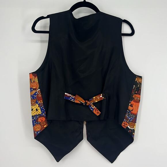 Vintage 80s 90s Halloween Vest Bear Pumpkin Costume Black Orange Trick or Treat - Picture 2 of 9